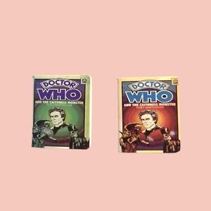 Handmade Mini Book Earrings Dr. Who .83 x .63" Stainless Steel Backs NWT